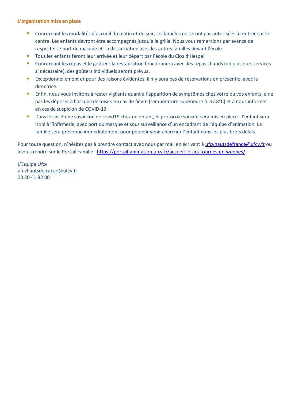 Courrier d informations aux familles FOURNES octobre 2020 page2