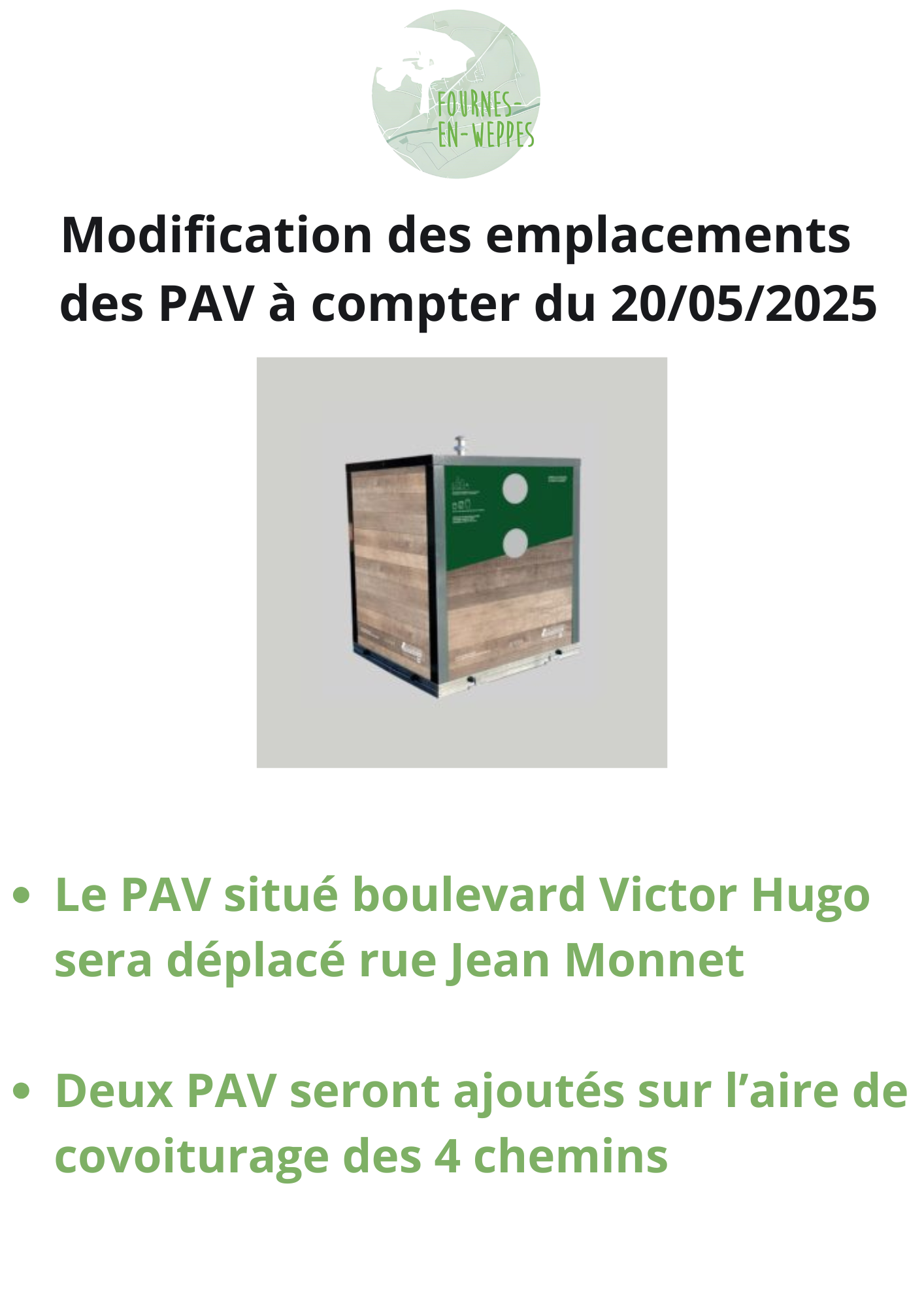 Changement demplacement PAV 3